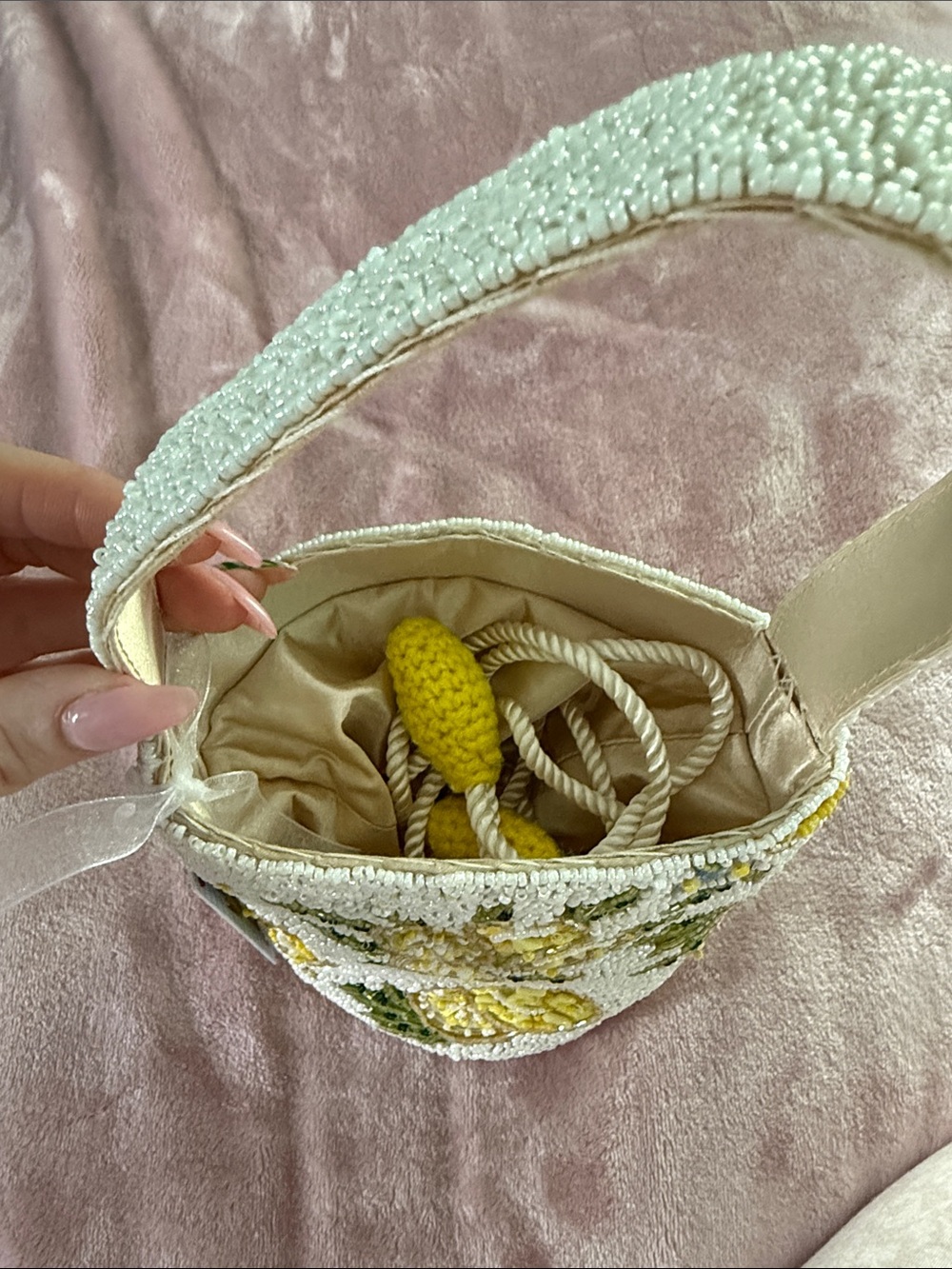 Bucket beaded bag lemons - Picture 6 of 7